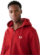 B0CQGQBZ74 True Religion Men's Buddha Logo Zip Hoodie Hooded Sweatshirt - Red -L - Brand New