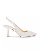 BETSY JOHNSON CLARK SLING BACK HEELS - 7.5 - SIZE: WOMEN 7.5 - IVORY - Like New