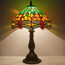WERFACTORY TIFFANY TABLE LAMP STAINED GLASS STYLE LIGHT 18 INCH - GREEN YELLOW - Like New