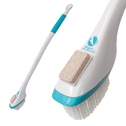 NEW PRODUCT SOLUTIONS MIRACLE FOOT BRUSH 30" W/SCRUBBING PUMICE STONE - WHITE - Like New