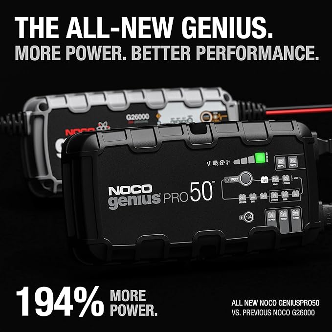 NOCO GENIUSPRO50 50A Smart Car Battery Charger 6V, 12V and 24V Portable - Black - Like New