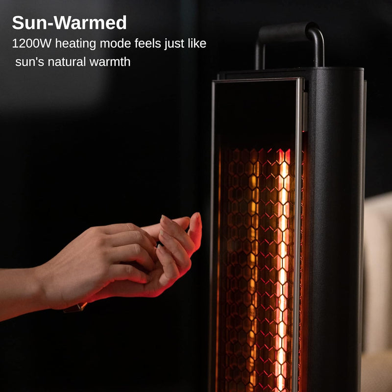 EAST OAK 1200W Patio Heater with Double-Sided Design Silent Heating - BLACK - Like New