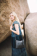 34DB770 FRYE WOMEN'S MELISSA ZIP CROSSBODY BAG, ADJUSTABLE STRAP - CARBON - Like New