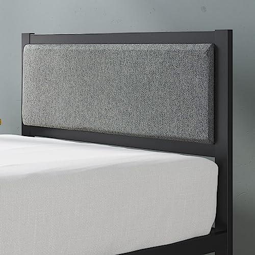 ZINUS KOREY METAL PLATFORM BED FRAME WITH UPHOLSTERED HEADBOARD TWIN - BLACK - Like New