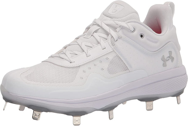 3024328 Under Armour Women's Glyde Mt Softball Shoe White 100 Size 8 Like New