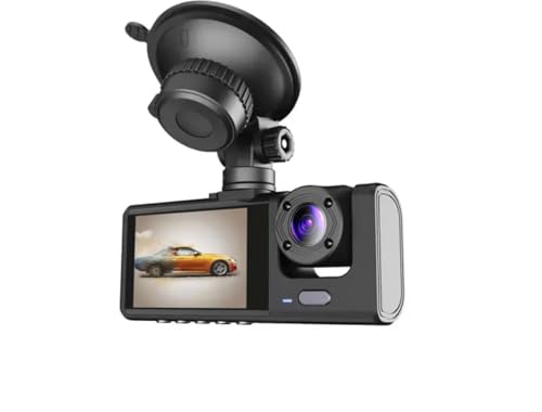 3 WAY DASH CAMERA SUPER HD 1296P WITH MOBILE APP, WIFI BLACK BOX - BLACK - Like New