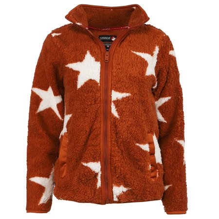 CANADA WEATHER GEAR WOMEN'S FULL ZIP SHERPA JACKET - SIZE: L - RUST/WHITE STAR - Brand New