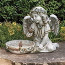10.75" H Angel Sitting by Bird Bath Solar Garden Statue Joseph Studio by Roman - Brand New