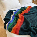 Queen Sherpa Blanket Pendleton Serape Stripe Blue - Brand New