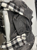 ZOLUCKY FRAYED DENIM WOMEN'S JEAN JACKET LIGHTLY WASHED - SIZE: L - GRAY/WHITE - Like New
