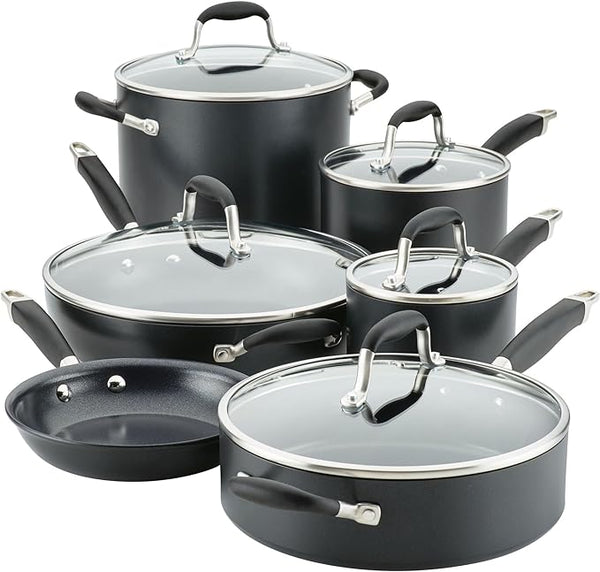 Anolon Advanced Home Hard-Anodized Nonstick 11 Piece Cookware Set - Onyx Like New