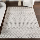 NULOOM 5X7 MOROCCAN BLYTHE AREA RUG GREY FADED BOHEMIAN DESIGN STAIN RESISTANT - Brand New