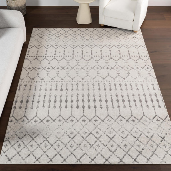 NULOOM 5X7 MOROCCAN BLYTHE AREA RUG GREY FADED BOHEMIAN DESIGN STAIN RESISTANT - Brand New