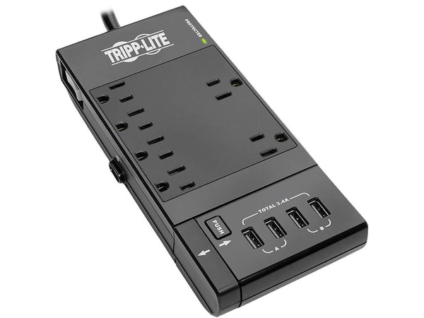 Tripp Lite Protect It! 6-Outlet Surge Protector, 4 USB Ports, 6.0 Feet Cord,