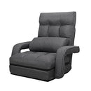 WAYTRIM Indoor Chaise Lounge Chair 6-Position Lazy Sofa Armrests - Charcoal - Brand New