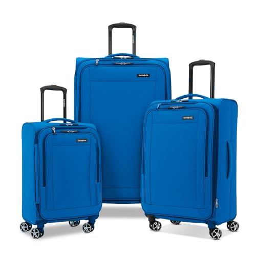 SAMSONITE SAIRE LTE SOFTIDE EXPANDABLE LUGGAGE SPINNER WHEELS 3 PC SET BLUE - Brand New
