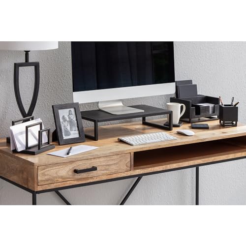 REALSPACE ACADIA WOOD/METAL MONITOR STAND, 4-1/2"H X 21-1/2"W X 10"D - BLACK - Brand New