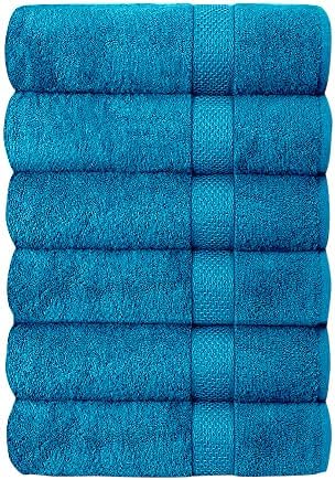 SIMPLE ELEGANCE 6-PACK PLUSH BATH TOWEL SET (27X52 INCH) - MARINE - Brand New