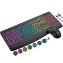 EDJO WIRELESS KEYBOARD MOUSE COMBO 9 BACKLIT EFFECTS MK228 - BLACK - Like New