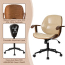 GLITZHOME 38 IN CREAM PU LEATHER ADJUSTABLE SWIVEL DESK CHAIR - BEIGE/CREAM - Brand New
