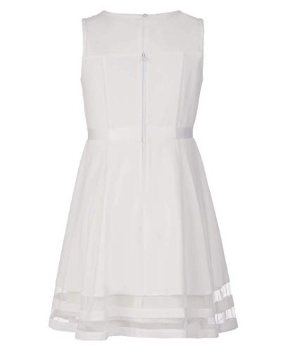 CDFDH02S Calvin Klein Girls' Fit and Flare Silhouette Dress Whipped Cream 8 - Brand New