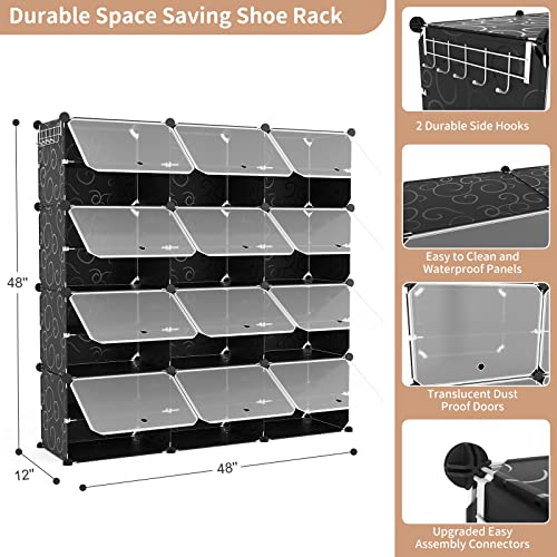 ROJASOP PORTABLE 8-TIER SHOE CABINET - 48-PAIR SHOE ORGANIZER - BLACK - Like New