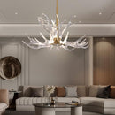 RINKBIK ACRYLIC ANTLER CHANDELIER CEILING LIGHT FIXTURES - GOLD - Like New