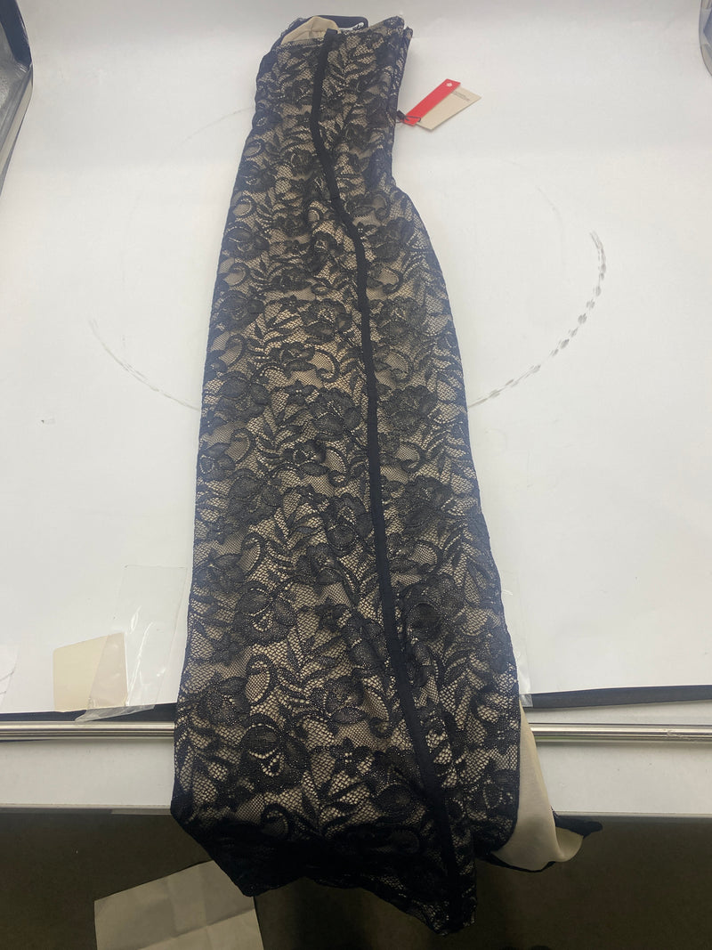 POPILUSH SHAPEWEAR ALL-LACE HOURGLASS CORSET SLIT MIDI DRESS - SMALL - BLACK - Brand New