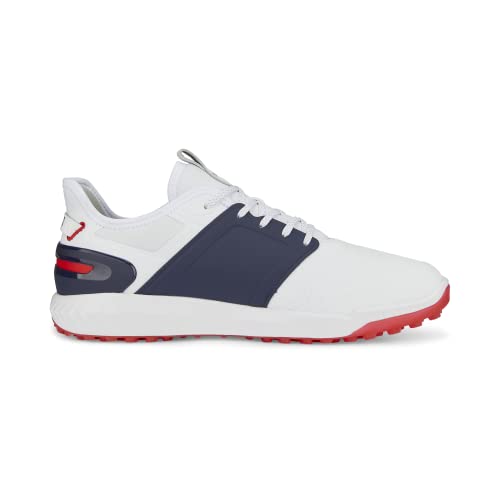 PUMA Men's Ignite Elevate Wide Golf Shoe White/Navy Size 8.5 Wide - Brand New