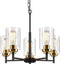 Sucolite 5-Light Chandelier with Clear Glass Shades 3358-P5-BK - Black/Gold - Like New