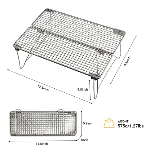 COOK'N'ESCAPE TITANIUM GIRLL CAMP FIRE COOKING RACKS FOLDING GRILL - GRAY Like New