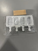 BZIDII 3PCS SILICONE POPSICLE MOLDS SET BZIDII 4 CAVITIES CAKE 60 STICKS - WHITE - Brand New