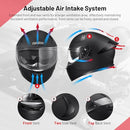 RSYSO Full Face Motorcycle Helmet Led Dual Visor Tail Light Dot Approved - Black - Like New