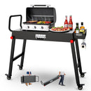 NUUK 31"X17" HEAVY DUTY FOLDING GRILL TABLE LOCKING WHEELS 300LBS - BLACK - Like New