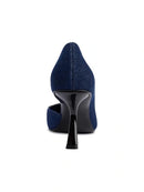 KARL LAGERFELD WOMEN'S KIPTON STILETTO PUMP PINS - SIZE: WOMEN 10 - DARK DENIM - Like New