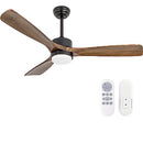 OUATER 52" Wood Ceiling Fans, 3 Color Light, 6 Speed, DC Motor, Walnut Black - Like New