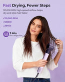 FUNFLOW 6 IN 1 AIR WRAP HAIR STYLER, BLOW DRYER BRUSH & AUTOMATIC CURLER PINK - Like New