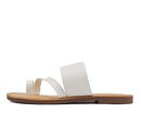 SODA JOAN WOMENS OPEN TOE SLIP ON FLIP FLOP SANDALS - SIZE: WOMEN 7 - WHITE - Like New
