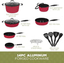 Paula Deen Family 14 Piece Ceramic, Non-Stick Cookware Set DFCW12RR - Ruby Red - Like New