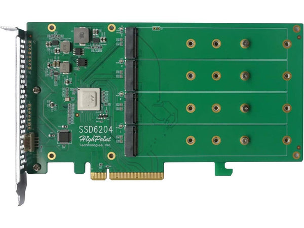 HighPoint SSD6204A Driverless, Bootable 4x M.2 PCIe Gen3 x8 NVMe RAID Controller