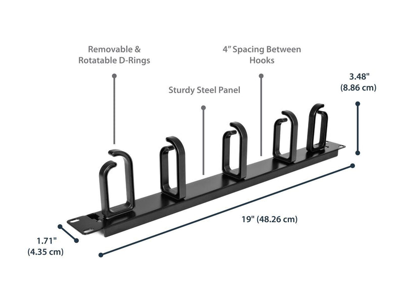 StarTech.com CABLMANAGER2 1U 19in Metal Rackmount Cable Management Panel