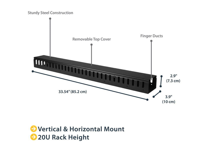 StarTech.com CMVER20UF Vertical Cable Organizer with Finger Ducts - 0U - 3 ft.