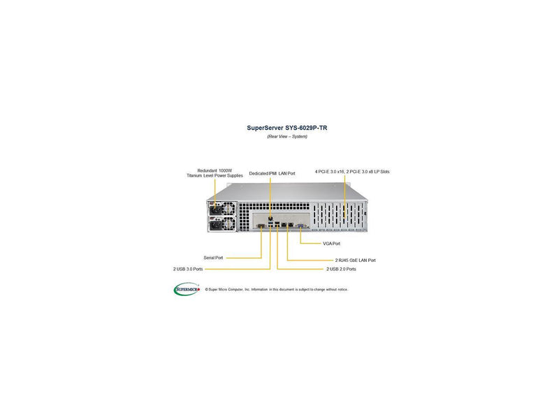 SUPERMICRO SYS-6029P-TR Dual Socket P (LGA 3647) DDR4 3.5" SATA3 2U Rackmount