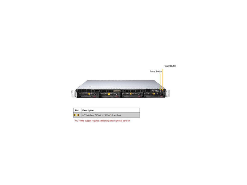 SUPERMICRO AS-1014S-WTRT 1U Rackmount Server Barebone AMD Rome 1U 500w Server