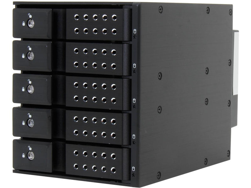 iStarUSA BPN-DE350SS-BLACK 3x5.25" to 5x3.5" SAS/SATA 6.0 Gb/s Trayless Hot-Swap