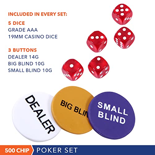 RALLY AND ROAR PROFESSIONAL POKER SET W/ HARD CASE 500 CHIPS SILVER/RED/GREEN - Like New