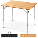 ATEPA BAMBOO FOLDING TABLE 32 * 24'' ADJUSTABLE FOLDING CAMPING TABLE - YELLOW - Like New