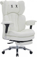 EFOMAO BIG & TALL OFFICE CHAIR PU LEATHER DESK CHAIR WITH FOOTREST - WHITE - Like New