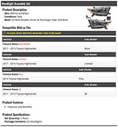 Marketplace Auto Parts - Headlight Assembly Set 2 Piece B08RSPV6W8 NEW - Brand New