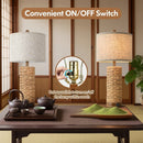 ROSECLIFF HEIGHTS RATTAN TABLE LAMP 2 USB PORTS HANDMADE SEAGRASS - TAN/BROWN - Like New